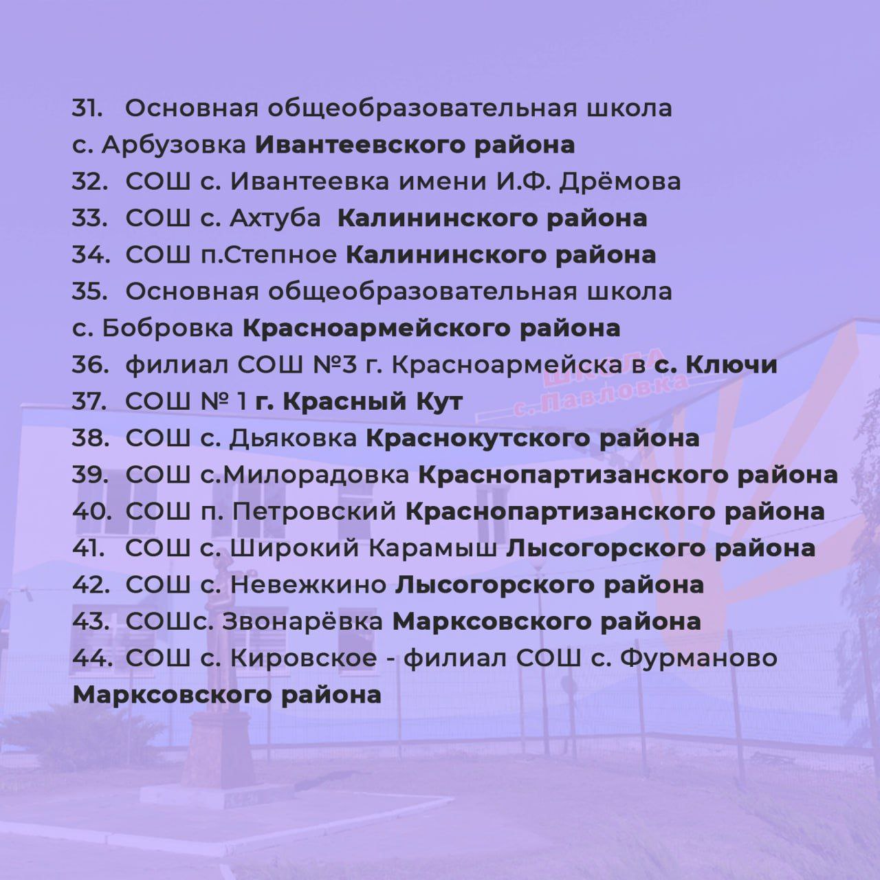 Средние школы п.Петровский и с.Милорадовка - в числе школ, что отремонтируют в 2024 году.