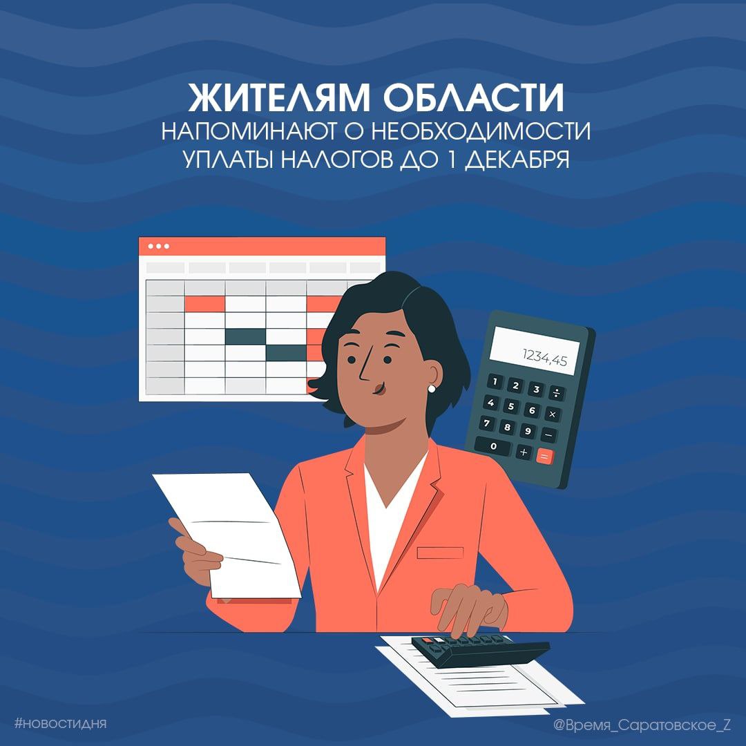 Жителям области напоминают о необходимости уплаты налогов до 1 декабря.